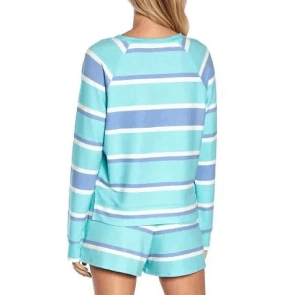 Wildfox Purple Aqua Striped Sleep Lounge Top Shorts 2 Piece Set Small NWT - Picture 13 of 13